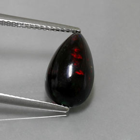 Ópalo negro multicolor natural de 2,51 ct, en forma de pera, opaco