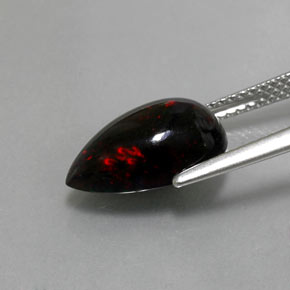 Ópalo negro multicolor natural de 2,51 ct, en forma de pera, opaco