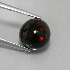 Ópalo negro multicolor natural de 3,78 ct, corte redondo, opaco