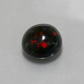 Ópalo negro multicolor natural de 3,78 ct, corte redondo, opaco