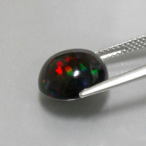 Ópalo negro multicolor natural de 3,78 ct, corte redondo, opaco