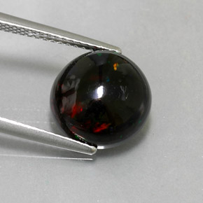 Ópalo negro multicolor natural de 2,80 ct, corte redondo, opaco