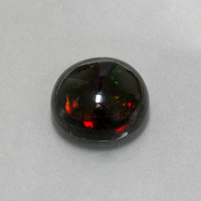 Ópalo negro multicolor natural de 2,80 ct, corte redondo, opaco