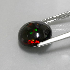 Ópalo negro multicolor natural de 2,80 ct, corte redondo, opaco