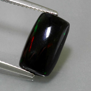 Ópalo negro multicolor natural de 2,31 ct, baguette, opaco