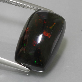 Ópalo negro multicolor natural de 4,89 ct, corte cojín, opaco