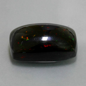 Ópalo negro multicolor natural de 4,89 ct, corte cojín, opaco