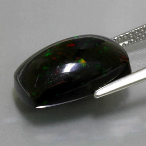 Ópalo negro multicolor natural de 4,89 ct, corte cojín, opaco