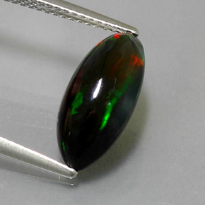 Ópalo negro multicolor natural de 2,74 ct, marquesa, opaco