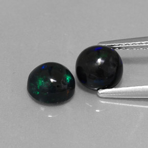 Gemas de ópalo negro multicolor natural de  ct, corte redondo, opaco