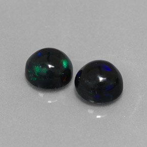 Gemas de ópalo negro multicolor natural de  ct, corte redondo, opaco