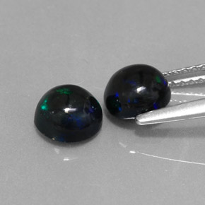 Gemas de ópalo negro multicolor natural de  ct, corte redondo, opaco
