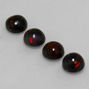 Gemas de ópalo negro multicolor natural de  ct, corte redondo, opaco