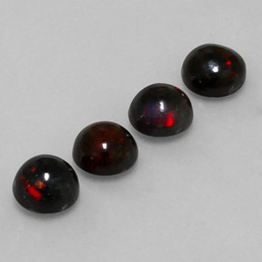Gemas de ópalo negro multicolor natural de  ct, corte redondo, opaco
