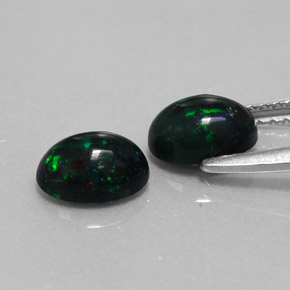 Gemas de ópalo negro multicolor natural de  ct, corte óvalo, opaco