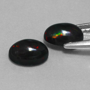 Gemas de ópalo negro multicolor natural de  ct, corte óvalo, opaco
