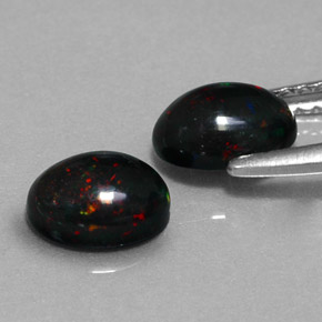 Gemas de ópalo negro multicolor natural de  ct, corte óvalo, opaco