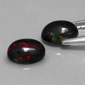 Gemas de ópalo negro multicolor natural de  ct, corte óvalo, opaco