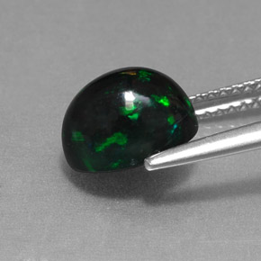 Ópalo negro multicolor natural de 1,58 ct, corte óvalo, opaco