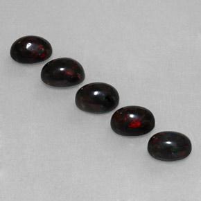 Gemas de ópalo negro multicolor natural de 2,70 ct, corte óvalo, opaco