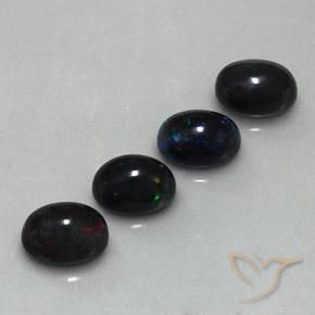 Gemas de Ópalo negro Multicolor natural de 5.72 ct, Ovalada, Opaco