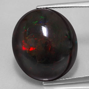 Ópalo negro multicolor natural de 17,67 ct, corte óvalo, opaco