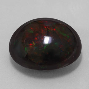 Ópalo negro multicolor natural de 17,67 ct, corte óvalo, opaco