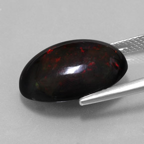 Ópalo negro multicolor natural de 7,87 ct, corte óvalo, opaco