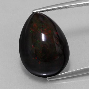 Ópalo negro multicolor natural de 9,42 ct, en forma de pera, opaco