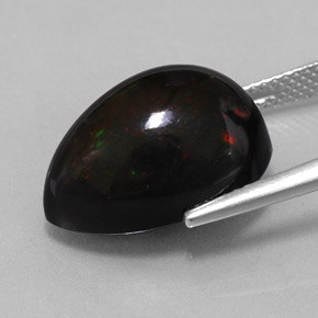 Ópalo negro multicolor natural de 9,42 ct, en forma de pera, opaco
