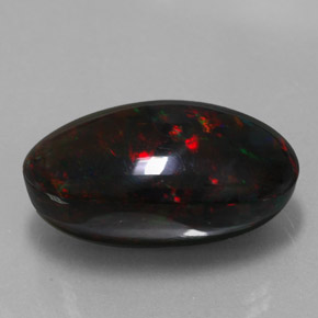 Ópalo negro multicolor natural de 17,92 ct, corte óvalo, opaco