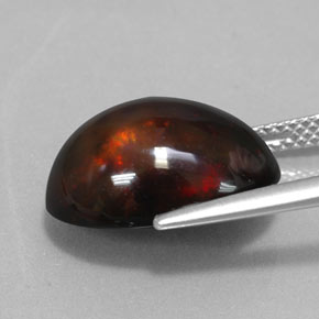 Ópalo negro multicolor natural de 6,02 ct, corte óvalo, opaco