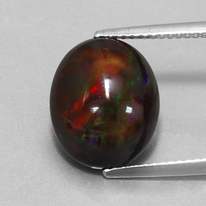Ópalo negro multicolor natural de 4,31 ct, corte óvalo, opaco