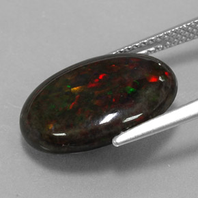 Ópalo negro multicolor natural de 3,60 ct, corte óvalo, opaco