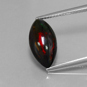 Ópalo negro multicolor natural de 3,06 ct, marquesa, opaco