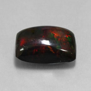 Ópalo negro multicolor natural de 5,58 ct, baguette, opaco