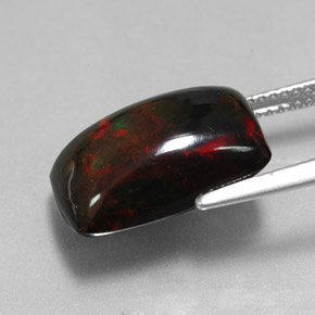 Ópalo negro multicolor natural de 5,58 ct, baguette, opaco