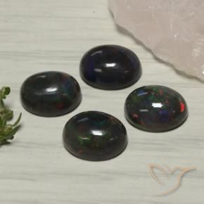 Gemas de Ópalo negro Multicolor natural de 5.55 ct, Ovalada, Translúcido