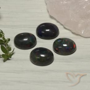 Gemas de Ópalo negro Multicolor natural de 5.55 ct, Ovalada, Translúcido
