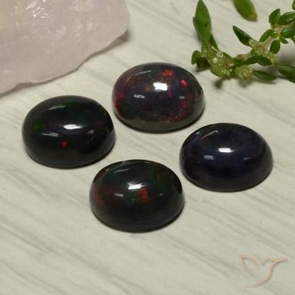 Gemas de ópalo negro rojo natural de 5,81 ct, corte óvalo, translúcido