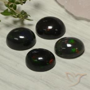 Gemas de Ópalo negro Multicolor natural de 5.51 ct, Ovalada, Translúcido