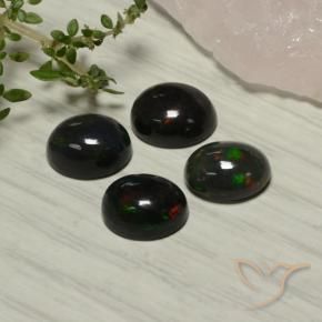 Gemas de Ópalo negro Multicolor natural de 5.51 ct, Ovalada, Translúcido