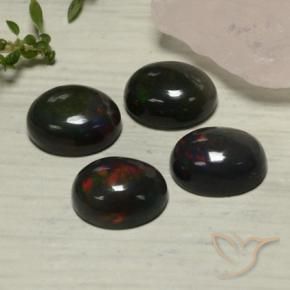 Gemas de Ópalo negro Multicolor natural de 5.54 ct, Ovalada, Translúcido