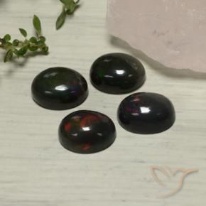 Gemas de Ópalo negro Multicolor natural de 5.54 ct, Ovalada, Translúcido