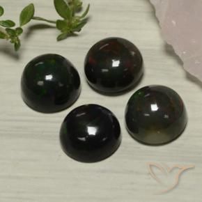 Gemas de Ópalo negro Multicolor natural de 6.38 ct, Redondo, Translúcido