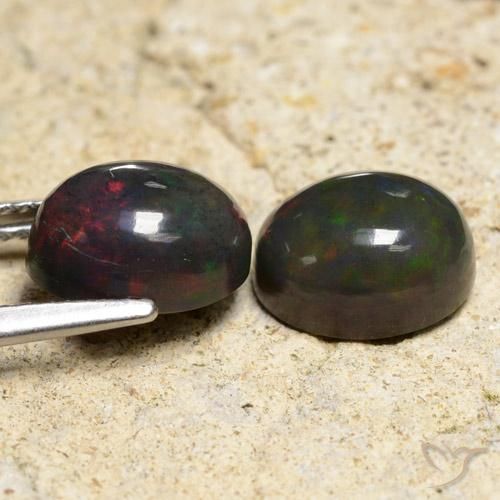 Gemas de Ópalo negro Multicolor natural de 3.64 ct, Ovalada, Translúcido