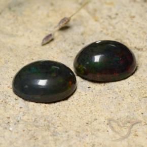 Gemas de Ópalo negro Multicolor natural de 2.35 ct, Ovalada, Translúcido