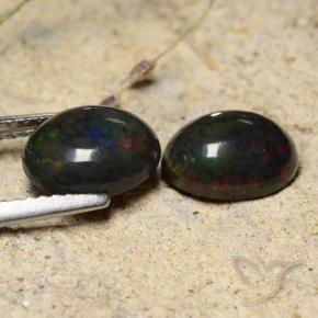 Gemas de Ópalo negro Multicolor natural de 2.35 ct, Ovalada, Translúcido