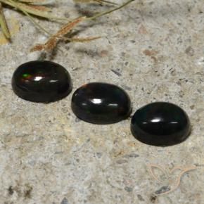 Gemas de Ópalo negro Multicolor natural de 2.84 ct, Ovalada, Translúcido