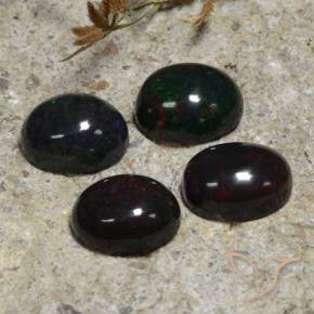 Gemas de Ópalo negro Multicolor natural de 5.23 ct, Ovalada, Translúcido